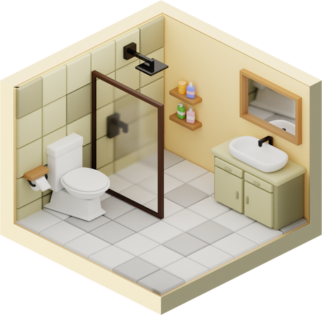 3D Bathroom Isometric Illustration